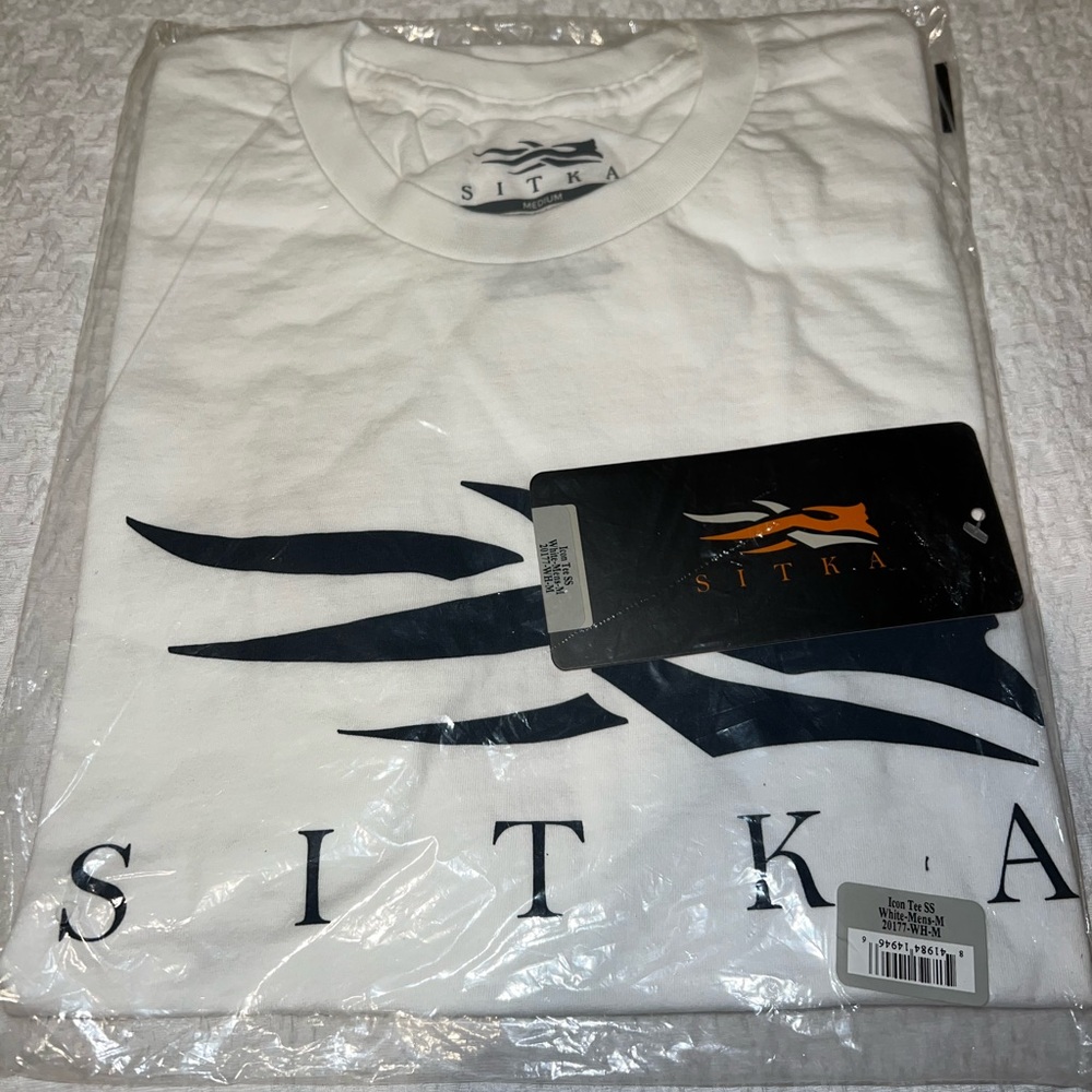 White and Navy Sitka T Shirt